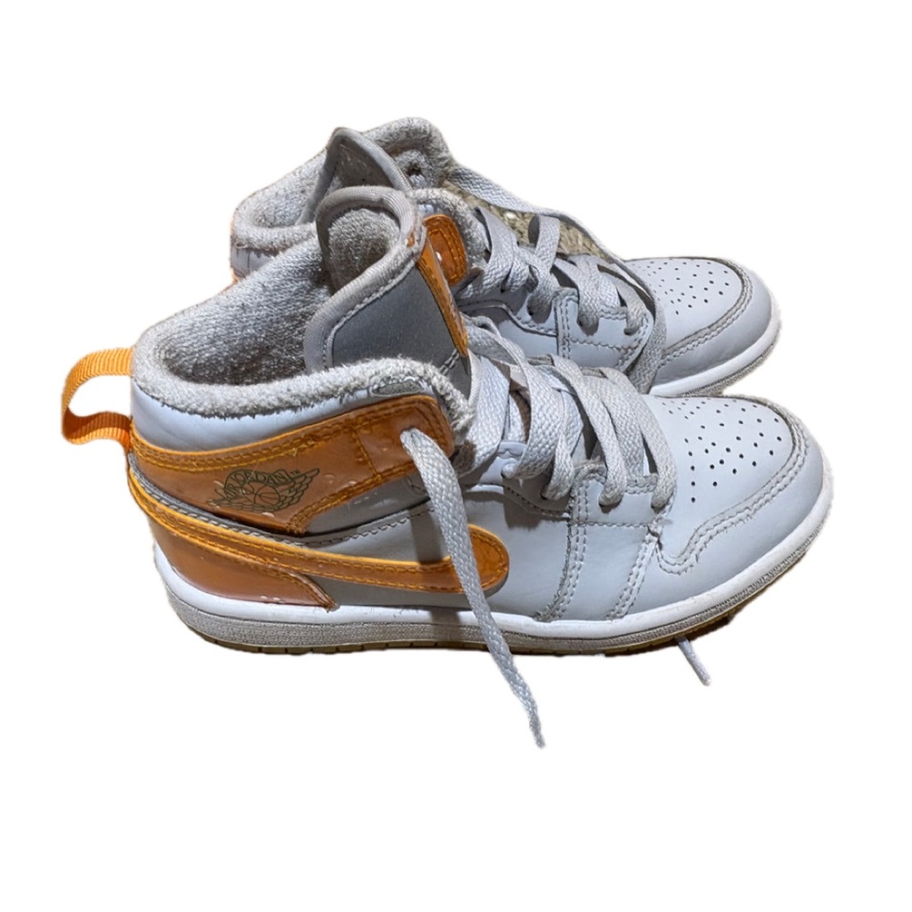 Kids White and Orange Sneakers